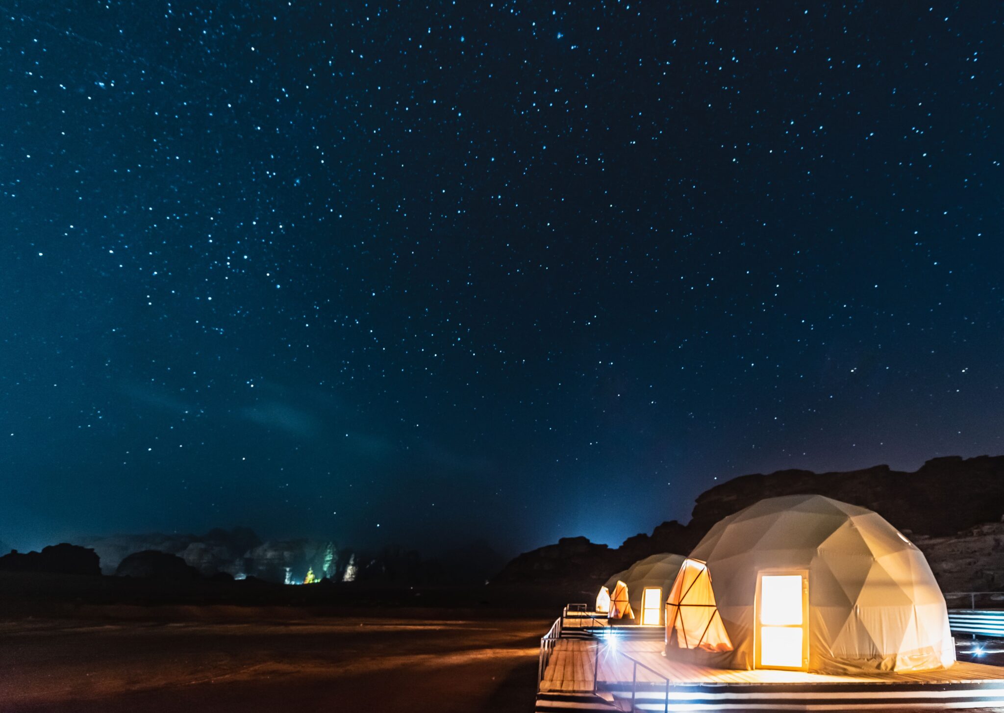 Nuit dans le désert de Wadi Rum