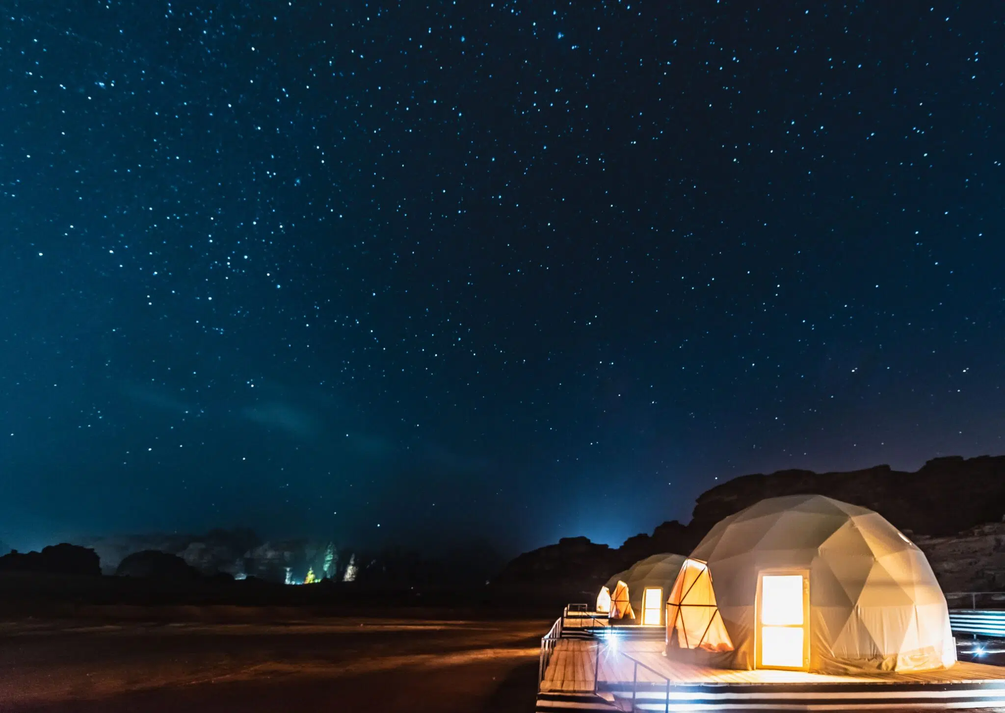 Nuit dans le désert de Wadi Rum