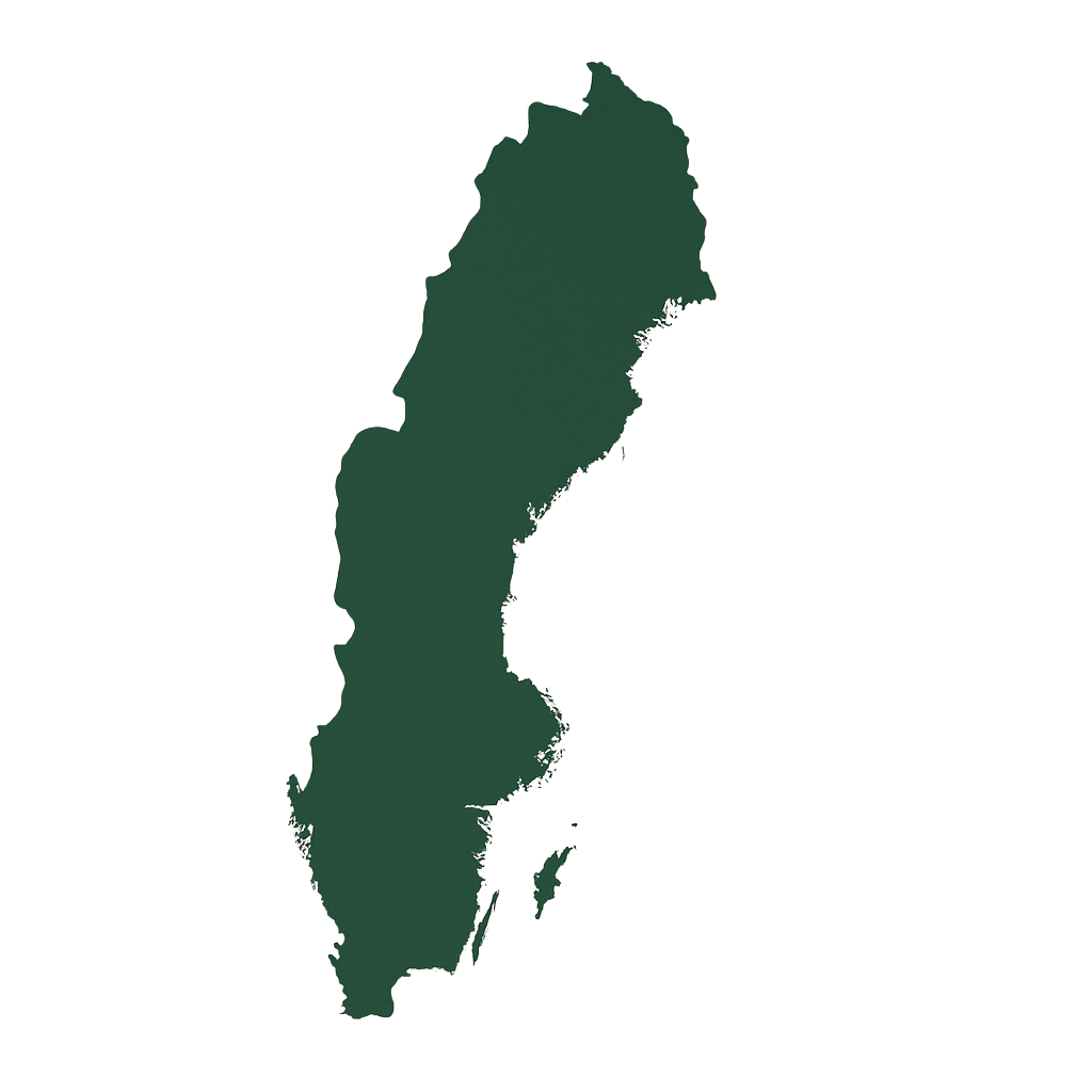 Carte Suède verte pour régions