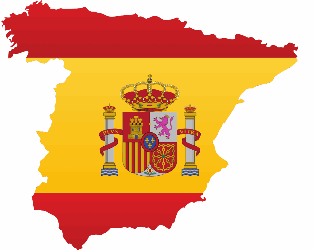 carte avec drapeau de l'Espagne