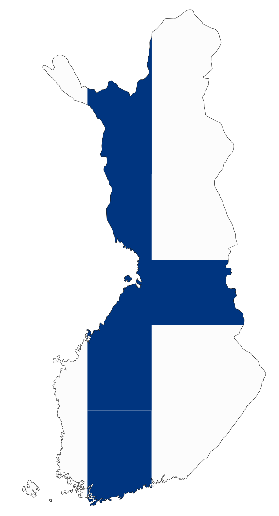 carte de la finlande avec le drapeau finlandais
