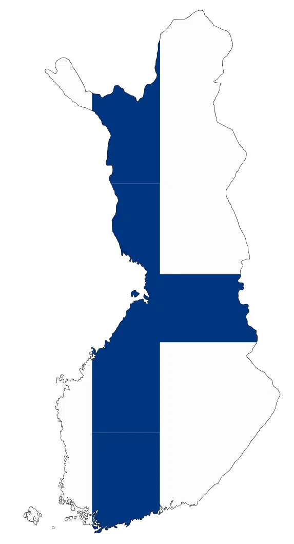 carte de la finlande avec le drapeau finlandais