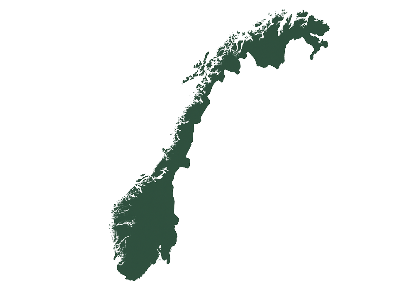 Carte Norvèe verte pour régions